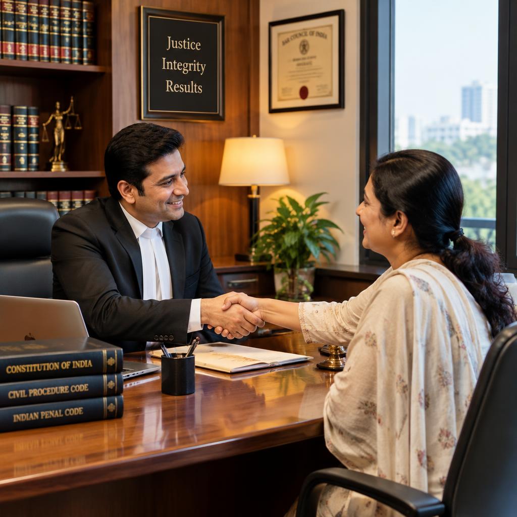 Lawyer shaking hands with a client